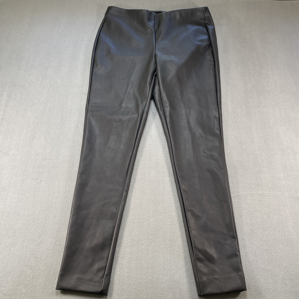 Calvin Klein Womens Black Faux Leather Pull On Leggings Black Medium NWT